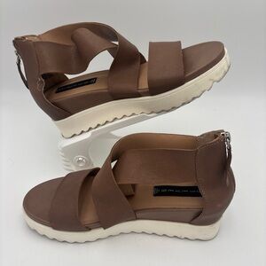Steve Madden Brown and White Wedges‎ with Cushioned Footbed